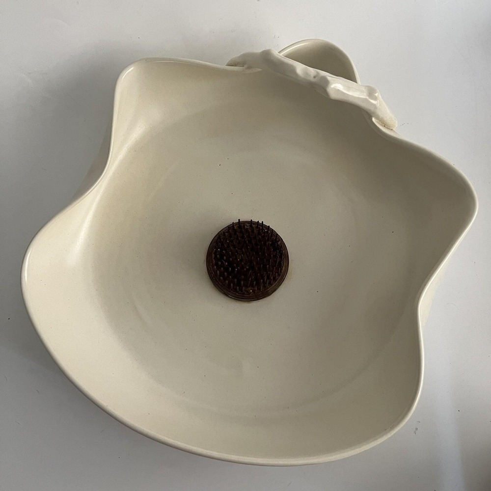 Metlox Poppy Trail California Pottery Twig Floral Dish Eggshell Handmade
